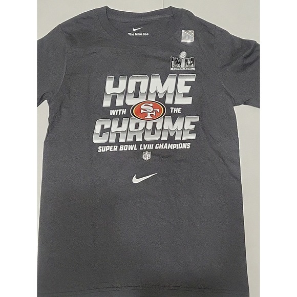San Francisco 49ers Shirt Child Medium Dark Grey NFL Super Bowl Champions LVIII - Picture 2 of 4